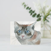 Aquarell-Katze Postkarte (Stehend Vorderseite)