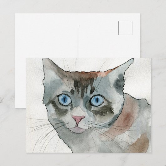 Aquarell-Katze Postkarte (Vorne/Hinten)
