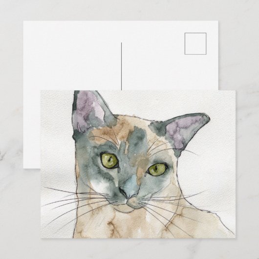 Aquarell-Katze Postkarte (Vorne/Hinten)