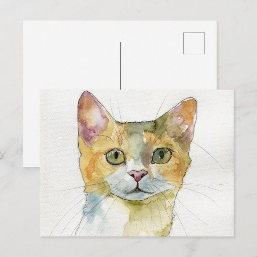 Aquarell-Katze Postkarte (Vorne/Hinten)