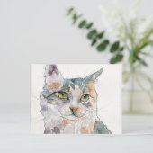 Aquarell-Katze Postkarte (Stehend Vorderseite)