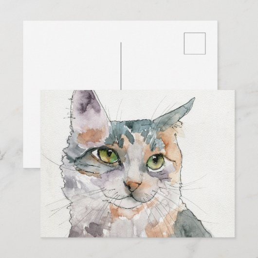 Aquarell-Katze Postkarte (Vorne/Hinten)