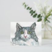 Aquarell-Katze Postkarte (Stehend Vorderseite)