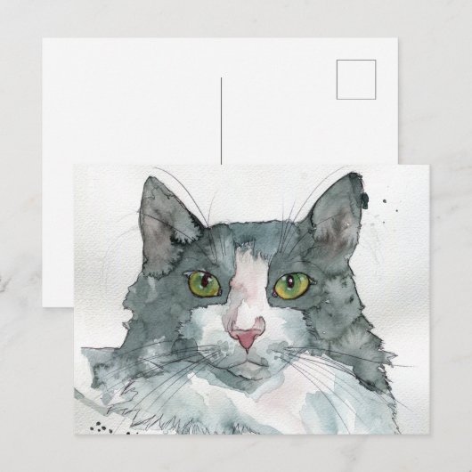 Aquarell-Katze Postkarte (Vorne/Hinten)