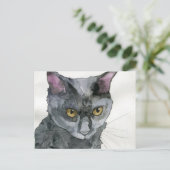 Aquarell-Katze Postkarte (Stehend Vorderseite)