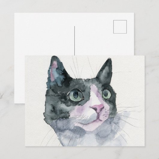 Aquarell-Katze Postkarte (Vorne/Hinten)