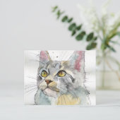 Aquarell-Katze Postkarte (Stehend Vorderseite)