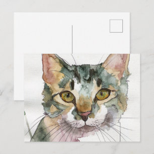 Aquarell-Katze Postkarte
