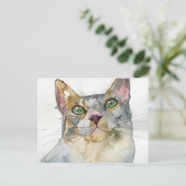 Aquarell-Katze Postkarte (Stehend Vorderseite)