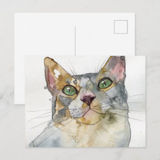 Aquarell-Katze Postkarte