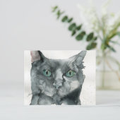 Aquarell-Katze Postkarte (Stehend Vorderseite)