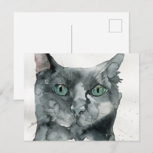 Aquarell-Katze Postkarte (Vorne/Hinten)
