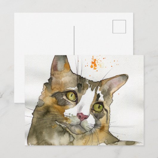 Aquarell-Katze Postkarte (Vorne/Hinten)