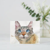 Aquarell-Katze Postkarte (Stehend Vorderseite)