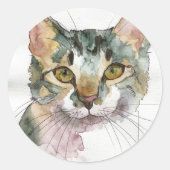 Aquarell-Katze Runder Aufkleber (Vorderseite)