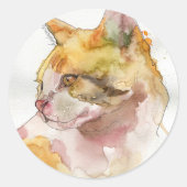 Aquarell-Katze Runder Aufkleber (Vorderseite)
