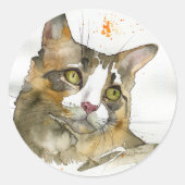 Aquarell-Katze Runder Aufkleber (Vorderseite)