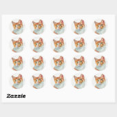 Aquarell-Katze Runder Aufkleber (Blatt)