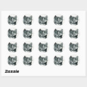Aquarell-Katze Runder Aufkleber (Blatt)