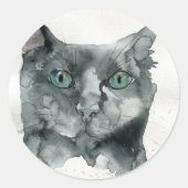 Aquarell-Katze Runder Aufkleber (Vorderseite)