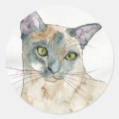 Aquarell-Katze Runder Aufkleber (Vorderseite)