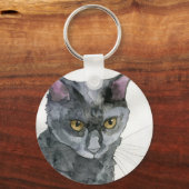Aquarell-Katze Schlüsselanhänger (Vorderseite)