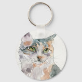 Aquarell-Katze Schlüsselanhänger (Vorderseite)