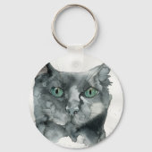 Aquarell-Katze Schlüsselanhänger (Vorderseite)