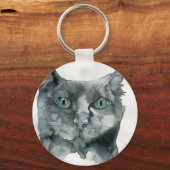 Aquarell-Katze Schlüsselanhänger (Vorderseite)