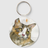 Aquarell-Katze Schlüsselanhänger (Vorderseite)
