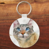 Aquarell-Katze Schlüsselanhänger (Vorderseite)