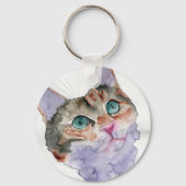 Aquarell-Katze Schlüsselanhänger (Vorderseite)