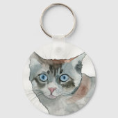 Aquarell-Katze Schlüsselanhänger (Vorderseite)