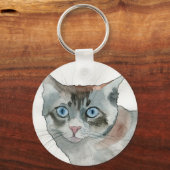 Aquarell-Katze Schlüsselanhänger (Vorderseite)