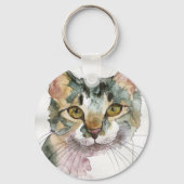 Aquarell-Katze Schlüsselanhänger (Vorderseite)