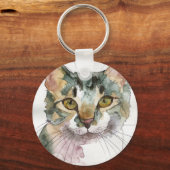 Aquarell-Katze Schlüsselanhänger (Vorderseite)