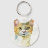 Aquarell-Katze Schlüsselanhänger (Vorderseite)