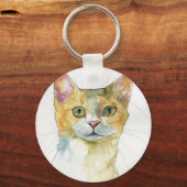 Aquarell-Katze Schlüsselanhänger (Vorderseite)