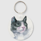 Aquarell-Katze Schlüsselanhänger (Vorderseite)