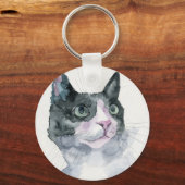 Aquarell-Katze Schlüsselanhänger (Vorderseite)