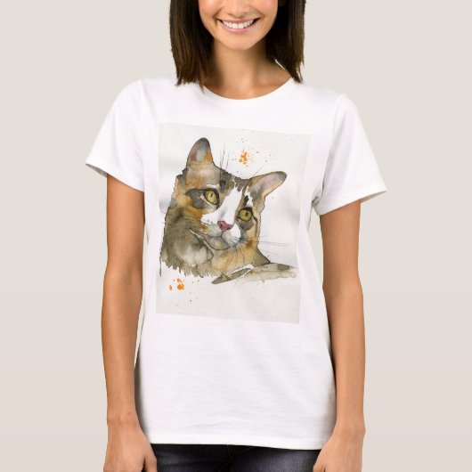 Aquarell-Katze T-Shirt (Vorderseite)