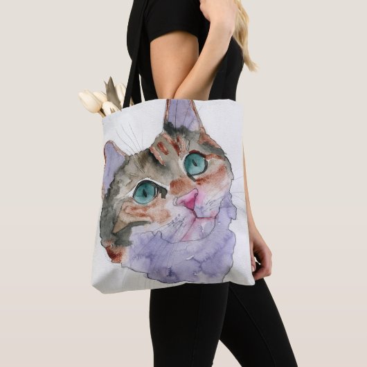 Aquarell-Katze Tasche (Von Nahem)