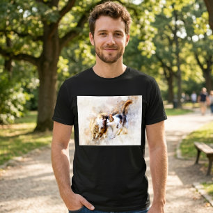 Aquarell-Katzen kuscheln in abstrakter Kunst T-Shirt
