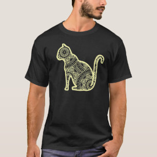 Aquarell-Katzen-Mandala Heilige Fraktale Geometrie T-Shirt