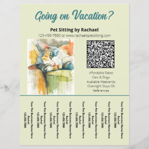 Aquarell-Katzen-Pet-Sitter-Geschäfts-Riß Flyer