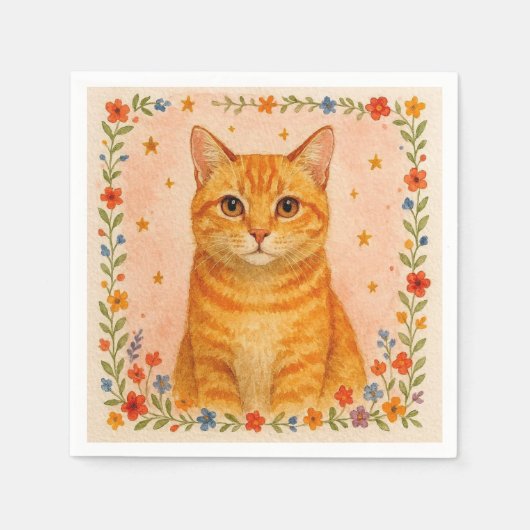 Aquarell-Katzen-Servietten. Serviette (Vorderseite)