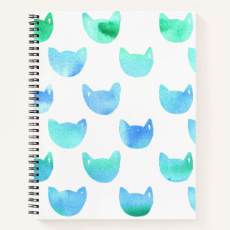 Aquarell-Katzenumriss blau grün Künstler Journal Notizblock
