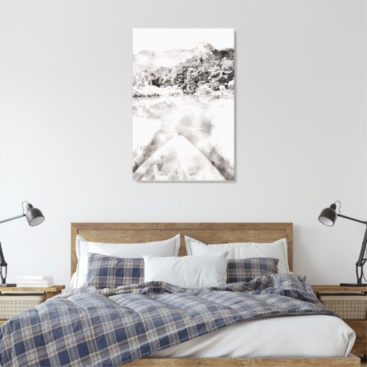 Aquarell Kayak Canvas Print Leinwanddruck (Insitu (Schlafzimmer))