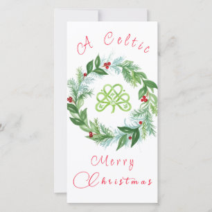 Aquarell keltischer Weihnachtskranz PERSONALISIERE Feiertagskarte