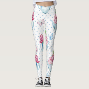 Aquarell-Kessel-Pfingstrose Leggings